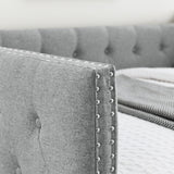 Grey Upholstered Twin Size Daybed with Two Drawers
