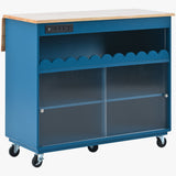 Navy Blue Kitchen Island with Drop Leaf