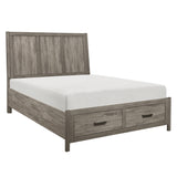Rustic Style Queen Platform Bed with Footboard Storage Drawers
