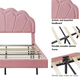 Queen Size Upholstered LED Platform Bed with Storage Ottoman-Velvet