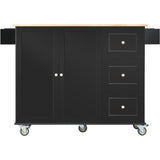 Rolling Mobile Kitchen Island with Solid Wood Top