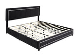 King Upholstered Eastern King Platform Bed with LED Lights and Storage Bed with 4 Drawers