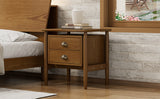 Queen 3 Piece Bedroom Set Mid Century Platform with Bookshelf and Led Lights, USB Port - Nightstand and Dresser