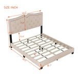 Queen Size Upholstered Bed Frame with Rivet Design