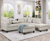 Modern Sectional Sofa with Storage Ottoman