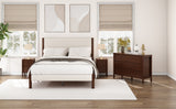 Queen 4 Piece Bedroom Set Mid Century Modern  Platform Bed with Two Nightstands and Dresser