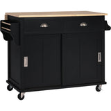 Kitchen Island Cart Concealed sliding barn door adjustable height
