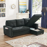 Black Sleeper Sofa Bed Reversible Sectional Couch with Storage
