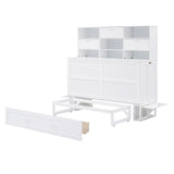 Queen Size Murphy Bed with Bookcase, Bedside Shelves