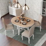 5-Piece Farmhouse Dining Table Set Wood Round Extendable Dining Table