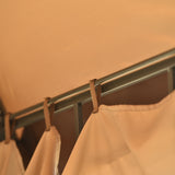 Brown 10' x 12'  Outdoor Double Vents Gazebo Patio Metal Canopy with LED lights