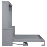 Queen Size Grey Murphy Bed with Shelf