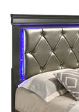 Queen 5 Pc Tufted Upholstery LED Bedroom set