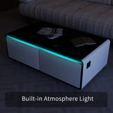 Modern Smart Coffee Table with Built-in Fridge, Bluetooth Speaker