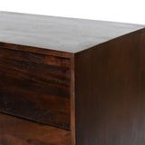64 Inch TV Cabinet with 4 Drawers and Wooden Frame, Walnut Brown
