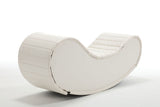 White Rocking Leisure chair for back stretching - bench, Relax Yoga Chaise Leather Curved Sofa