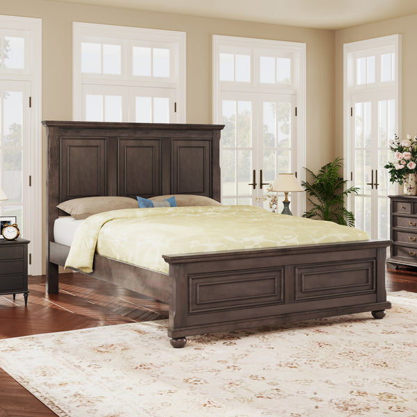 King Traditional Town and Country Style Pinewood Vintage Bed