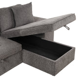 Modern L-Shape 3 Seat Reversible Sectional Couch, Pull Out Sleeper Sofa with Storage
