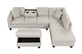 Modern Sectional Sofa with Storage Ottoman