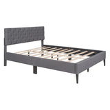 Queen Upholstered Linen Platform Bed - Gray