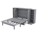Full Size Murphy Bed with Shelves, Drawers and USB Ports