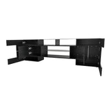 TV Stand with 2 Illuminated Glass Shelves, High Gloss Entertainment Center