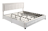 King Upholstered Platform Bed with LED Lights, Storage Bed with 4 Drawers