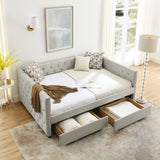 Upholstered Full Size Daybed with Two Drawers
