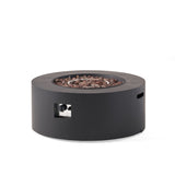 Patio Gas-burning Fire Pit Outdoor Iron Propane Fireplace, 32" Round Fire Pit - 40,000 BTU, Tank outside, Dark Grey