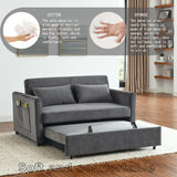 Convertible Sofa Bed Velvet Double Sofa with Pullout Bed, Seat with Adjustable Backrest