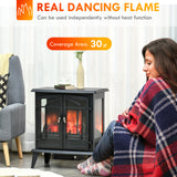 29" Electric Fireplace Heater, Freestanding Fire Place Stove with Realistic LED Log Flames and Overheating Safety Protection, 1400W, Black