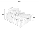 Square Arm Loveseat With Ottoman, Cup Holder, Bluetooth Speaker,Wireless Charger,USB Ports