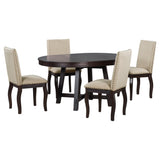 Farmhouse Dining Table Set Wood Round Extendable Dining Table