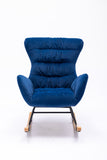 Velvet Fabric Rocking Chair,Blue