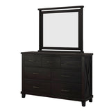 Rustic Farmhouse Style 6 Pieces Bedroom Sets Blackwash Queen Bed with 2 Drawers, Nightstand*2, Chest, Dresser and Mirror, Coffee