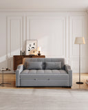 Pull Out 3 in 1 Convertible Sleeper Sofa Couch Velvet Tufted Loveseat w USB, Adjustable Backrest, Multi-Pockets