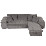 Modern L-Shape 3 Seat Reversible Sectional Couch, Pull Out Sleeper Sofa with Storage