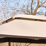 Iron Patio Khaki Outdoor Gazebo, Double Roof Soft Canopy