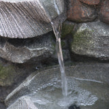 Grey Indoor Outdoor Stone Water Fountain, 4-Tier Polyresin Cascading Rock Bowl Freestanding Fountain with LED Light