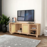 64.4" Rattan TV Stand for 65/70 inch TV Living Room Storage Console Entertainment Center