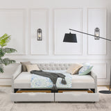 Queen Size Daybed with Drawers Upholstered Tufted Sofa Bed