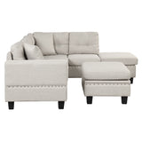 Modern Sectional Sofa with Storage Ottoman