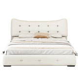 Upholstered Queen Bed with Ergonomic Wingback Headboard