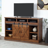 Devine Farmhouse 66 inch Electric Fireplace TV Stand for TVs up to 80 inches, Aged Whiskey Finish