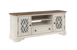 TV Stand in Oak & Antique White Finish