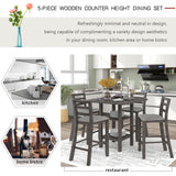5-Piece Wooden Counter Height Dining Set with Padded Chairs