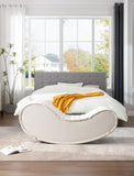 White Rocking Leisure chair for back stretching - bench, Relax Yoga Chaise Leather Curved Sofa