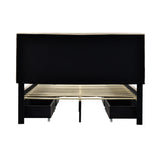 Queen Size Upholstered Platform Bed with LED Frame and 4 Drawers, Linen Fabric