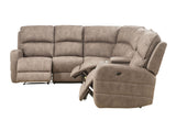 Olwen Mocha Nubuck Power Recliner Sectional Sofa w/ USB Port