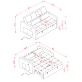 Twins Pull Out Sofa Bed Grey Velvet